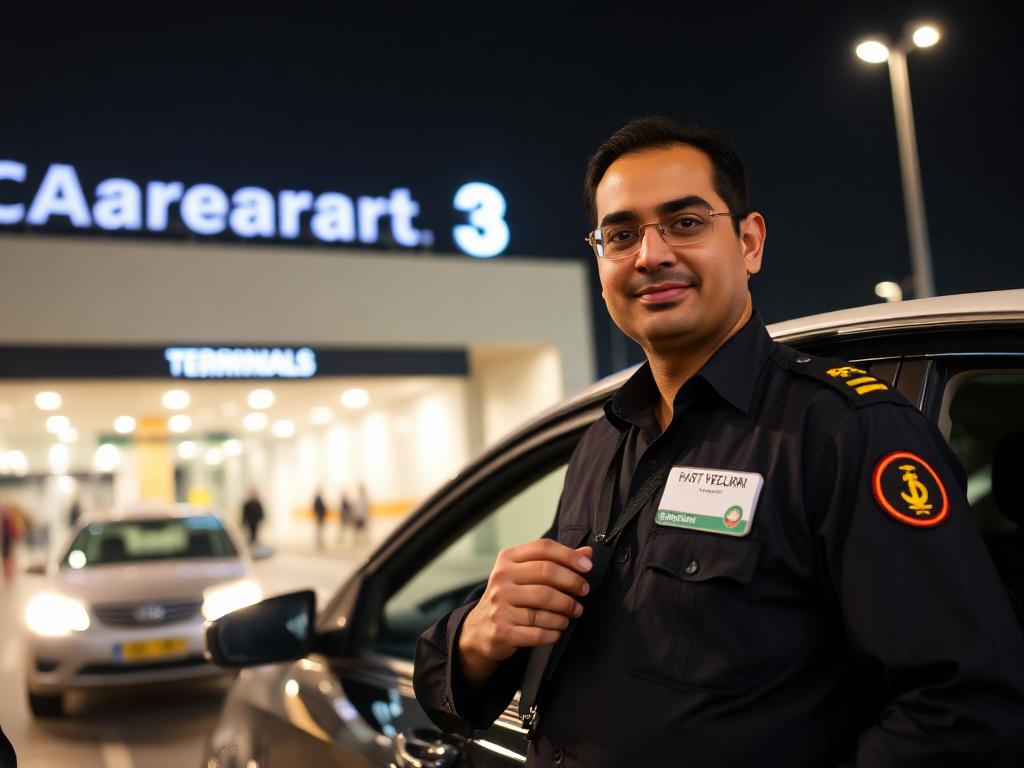 Chauffeur waiting at Delhi IGI Terminal 3 arrivals