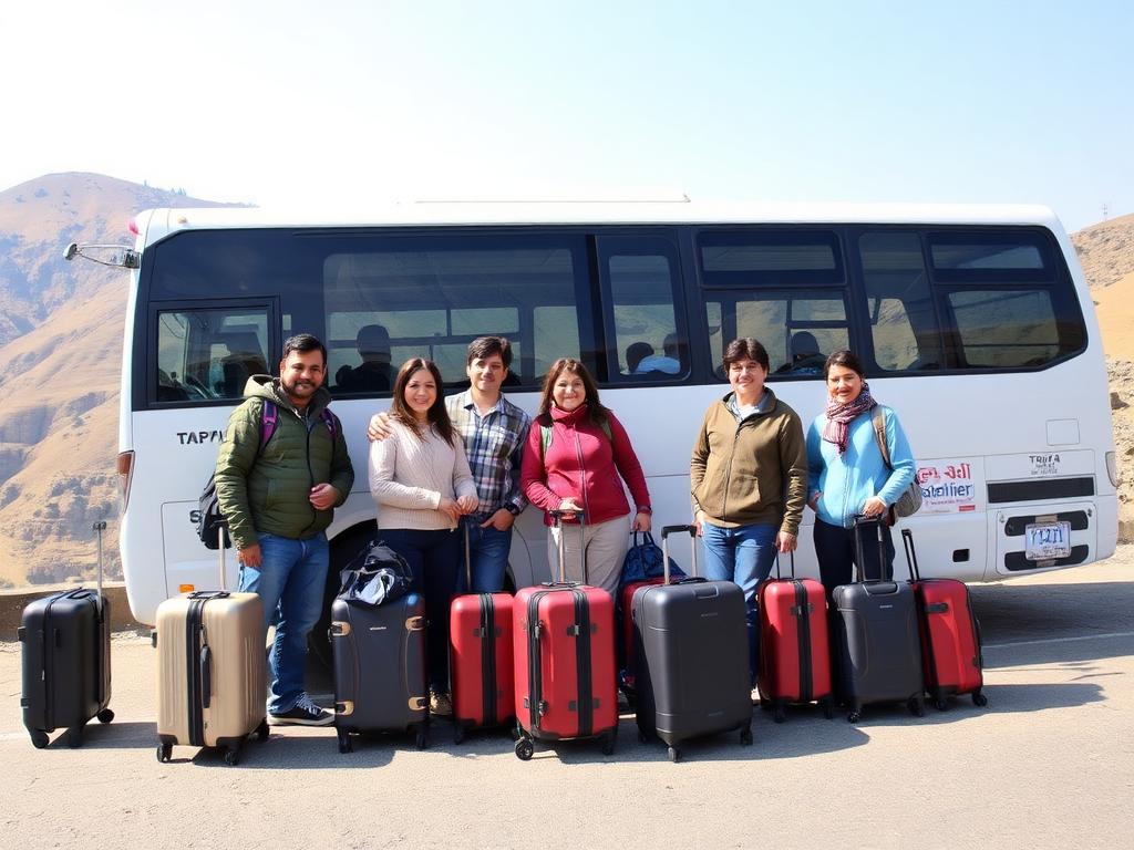 Group tourists with Tempo Traveller mini bus